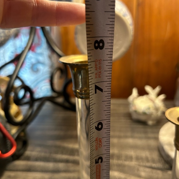 Vintage lucite and brass candlestick set of 2 - Picture 3 of 5